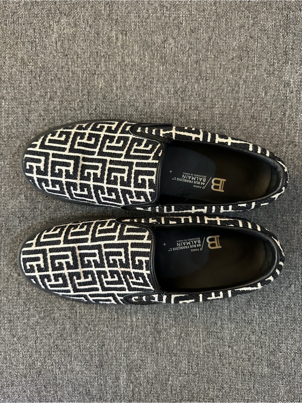 Balmain b court slip ons